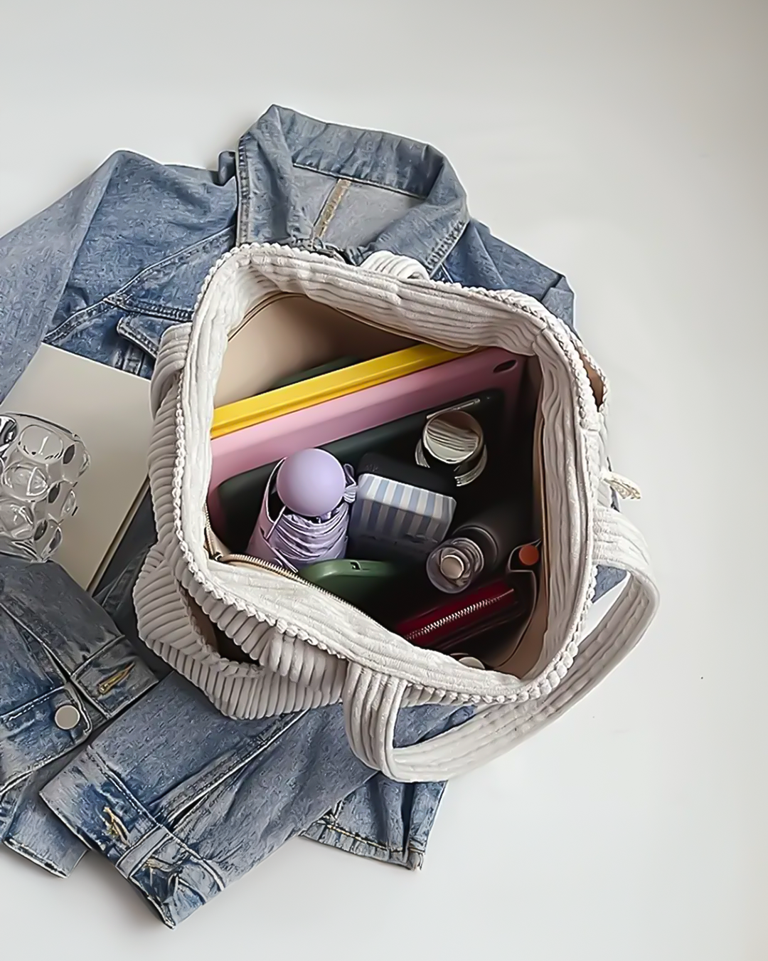 Tilda – Žebrovaná taška s detailem šňůrky